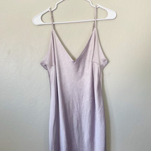 Good American V Neck Washed Satin Slip Dress Lilac Whisper Dress Size 4 - Picture 3 of 6